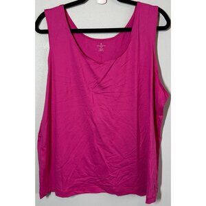 Worthington Womens Hot Pink Tank Top 3X Stretch Layering Piece Sleek Scoop Neck